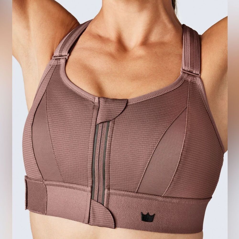 SHEFIT Ultimate Sports Bra XS Rose Taupe NEW Zip Front Wireless